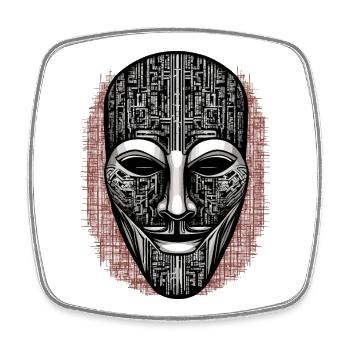 Anonymous Hacker Maske - Viereckiger Kühlschrankmagnet - Weiß - Vorne