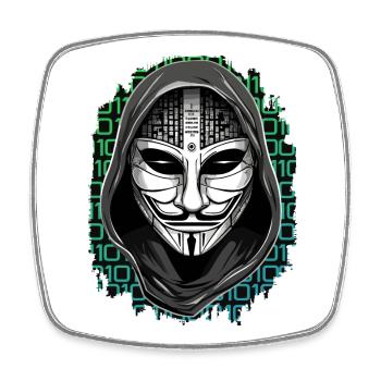 Anonymous Hacker - Viereckiger Kühlschrankmagnet - Weiß - Vorne