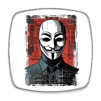 Anonymous Maske - Viereckiger Kühlschrankmagnet - Weiß - Vorne