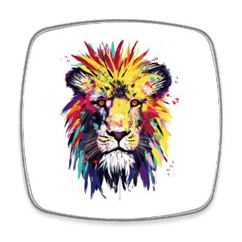Lion Watercolor - Viereckiger Kühlschrankmagnet - Weiß - Vorne