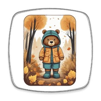 Cute bear with raincoat - Square fridge magnet - white - Front