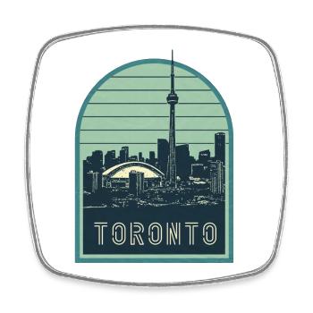 Toronto Skyline Arc Vintage Badge - Viereckiger Kühlschrankmagnet - Weiß - Vorne