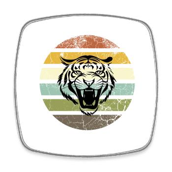 Retro Tiger Stripes Sonnenuntergang - Viereckiger Kühlschrankmagnet - Weiß - Vorne