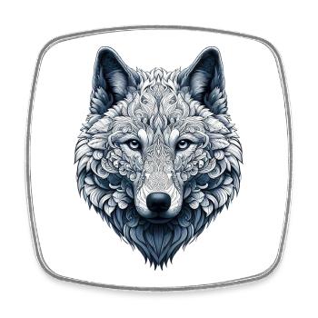 Wolf mit Mandalas verziert - Viereckiger Kühlschrankmagnet - Weiß - Vorne