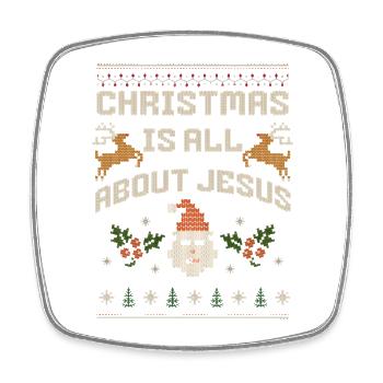 Weihnachten: Alles über Jesus - Viereckiger Kühlschrankmagnet - Weiß - Vorne