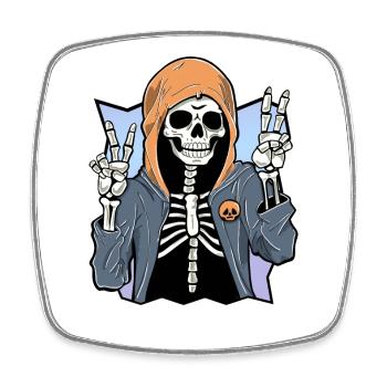 Skeleton with Hoodie - Viereckiger Kühlschrankmagnet - Weiß - Vorne