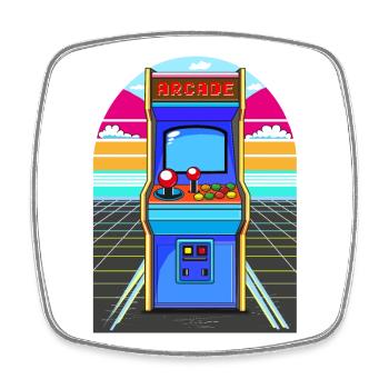 Arcade - Viereckiger Kühlschrankmagnet - Weiß - Vorne