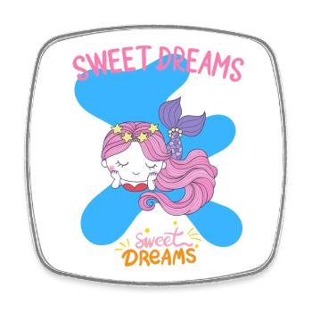 Whimsical Mermaid Sleeping Dreamer Design - Square fridge magnet - white - Front
