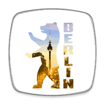 Ours de Berlin - Magnet carré - blanc - Devant