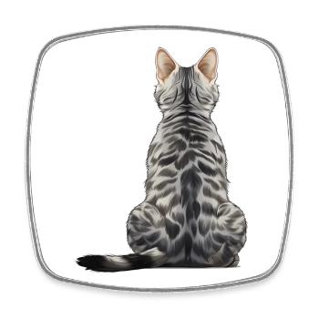 Chat Mau égyptien - Magnet carré - blanc - Devant