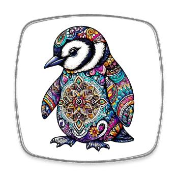 Pinguin mit Mandalas verziert - Viereckiger Kühlschrankmagnet - Weiß - Vorne