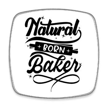 Natural born Baker - Viereckiger Kühlschrankmagnet - Weiß - Vorne