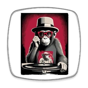 Affen DJ - Viereckiger Kühlschrankmagnet - Weiß - Vorne