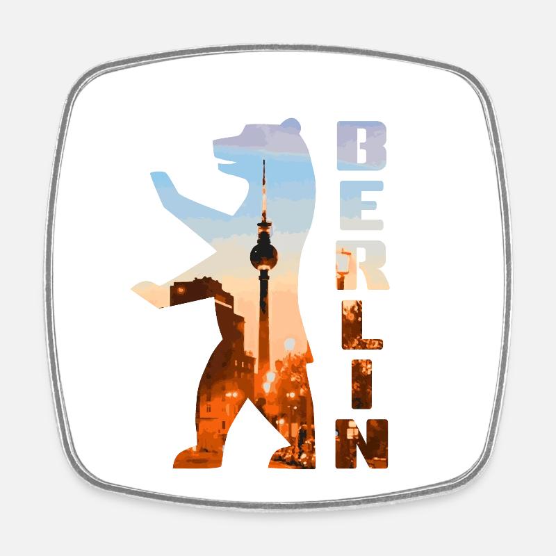 Silhouette d’ours de Berlin - Magnet carré - blanc