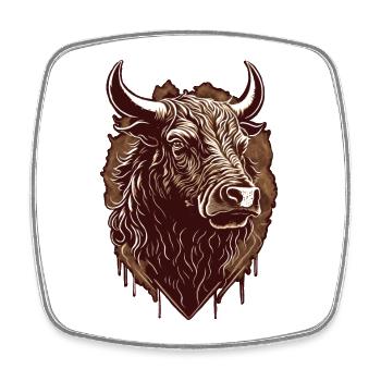 Bull's Head - Square fridge magnet - white - Front