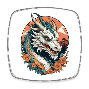 Chinesischer Drache - Viereckiger Kühlschrankmagnet - Weiß - Vorne