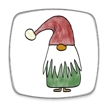 Fröhlicher Gartenzwerg mit Weihnachtsmütze - Viereckiger Kühlschrankmagnet - Weiß - Vorne