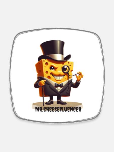 Mr Cheesefluencer Cheese Charm - Square fridge magnet - white