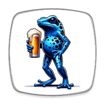 Arrow poison frog frog beer - Square fridge magnet - white - Front