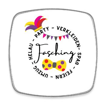 Feiern | Party | Helau| Lustig | Fasching - Viereckiger Kühlschrankmagnet - Weiß - Vorne