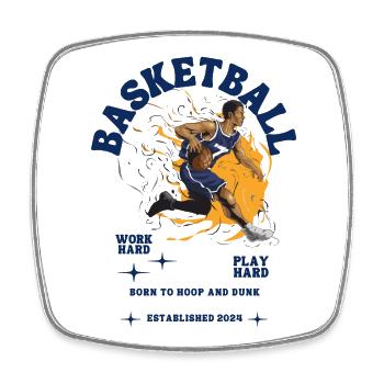 Illustration dynamique de joueur de basket-ball - Magnet carré - blanc - Devant