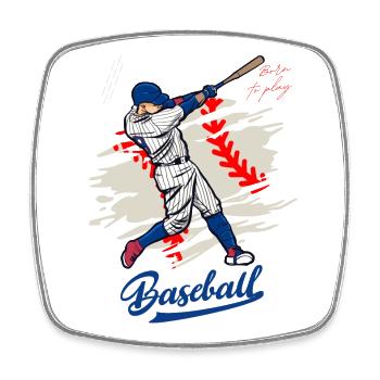 Dynamische Baseballschaukel Illustration - Viereckiger Kühlschrankmagnet - Weiß - Vorne