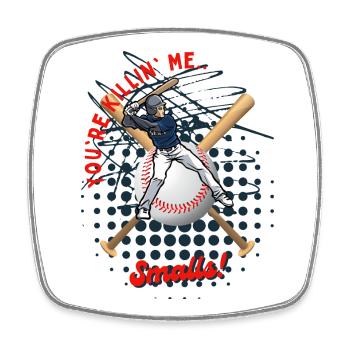 Frappeur de baseball avec texte ludique - Magnet carré - blanc - Devant