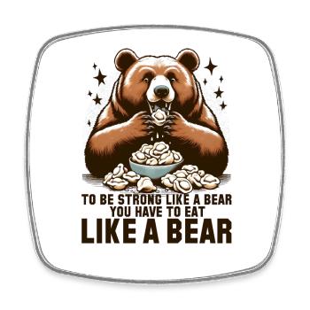 Pelmeni Bear Strong Gift - Square fridge magnet - white - Front