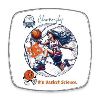 Dynamische Weibliche Basketball-Meisterin Illustration - Viereckiger Kühlschrankmagnet - Weiß - Vorne