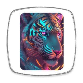 Neon Tiger Thema Lucid - Viereckiger Kühlschrankmagnet - Weiß - Vorne