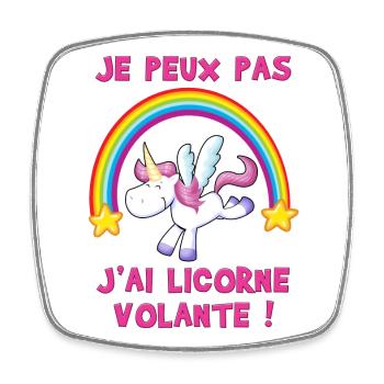 Je peux pas j'ai Licorne volante ! - Magnet carré - blanc - Devant