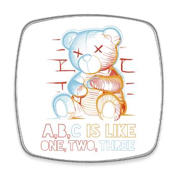Loving Bear with Alphabet Drawing - Square fridge magnet - white - Front
