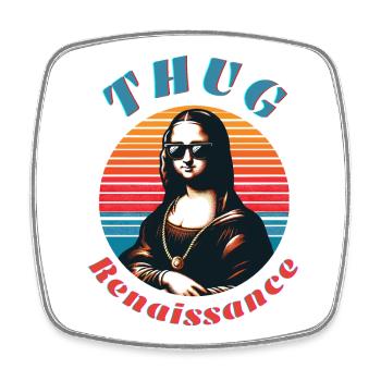 Hipster Mona mit Retro-Vibe - Viereckiger Kühlschrankmagnet - Weiß - Vorne