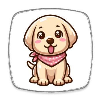 Niedlicher Baby-Labrador mit Schal - Viereckiger Kühlschrankmagnet - Weiß - Vorne