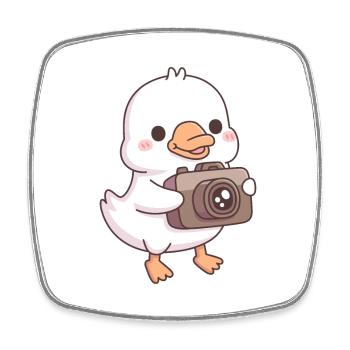 Mignon bébé oie avec appareil photo - Magnet carré - blanc - Devant