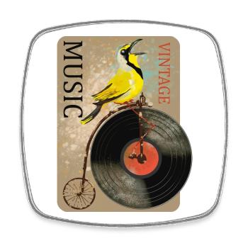 Vintage Musik Vogel Design - Viereckiger Kühlschrankmagnet - Weiß - Vorne