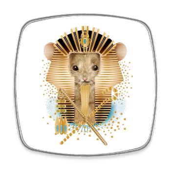Souris avec masque de pharaon égyptien - Magnet carré - blanc - Devant