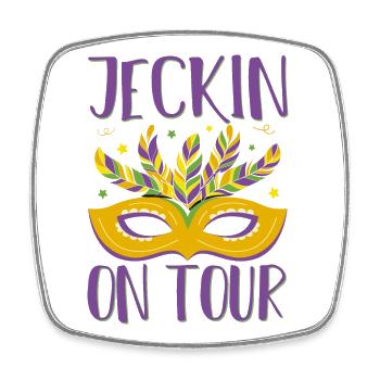 Jecken on Tour Maskenzauber Karneval - Viereckiger Kühlschrankmagnet - Weiß - Vorne