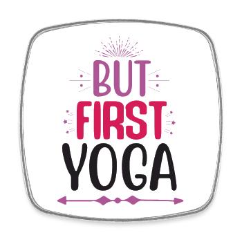 Aber zuerst Yoga - Viereckiger Kühlschrankmagnet - Weiß - Vorne