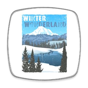 Winter Wonderland - public domain modificated - Square fridge magnet - white - Front