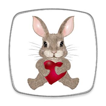 putziges Kaninchen mit Herz zum Valentinstag - Viereckiger Kühlschrankmagnet - Weiß - Vorne