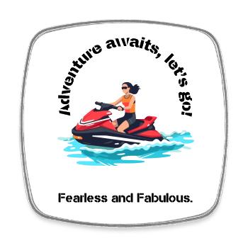 Vibrant Jet Ski Adventure Design - Square fridge magnet - white - Front