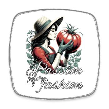 femme embrassant XXL tomate cadeau - Magnet carré - blanc - Devant