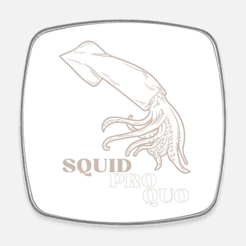 Squid Pro Quo Line Art Grid - Square fridge magnet - white