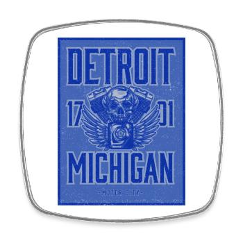 Aile de crâne de Detroit Motor City - Magnet carré - blanc - Devant