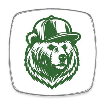 Cool Grizzly (Green) - Square fridge magnet - white - Front