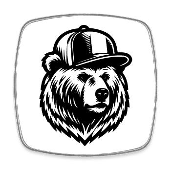 Cool Grizzly (Black) - Square fridge magnet - white - Front