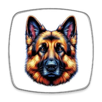 Deutscher Schäferhund Rex - Viereckiger Kühlschrankmagnet - Weiß - Vorne