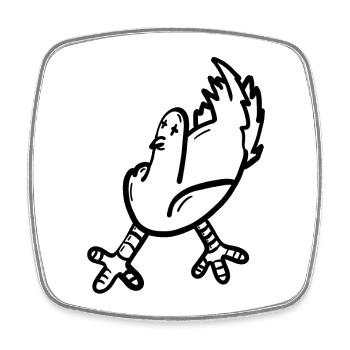 Expressive cartoon chicken print - Square fridge magnet - white - Front