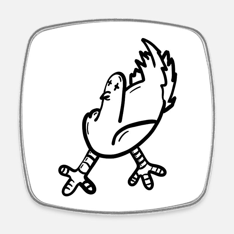 Expressive cartoon chicken print - Square fridge magnet - white